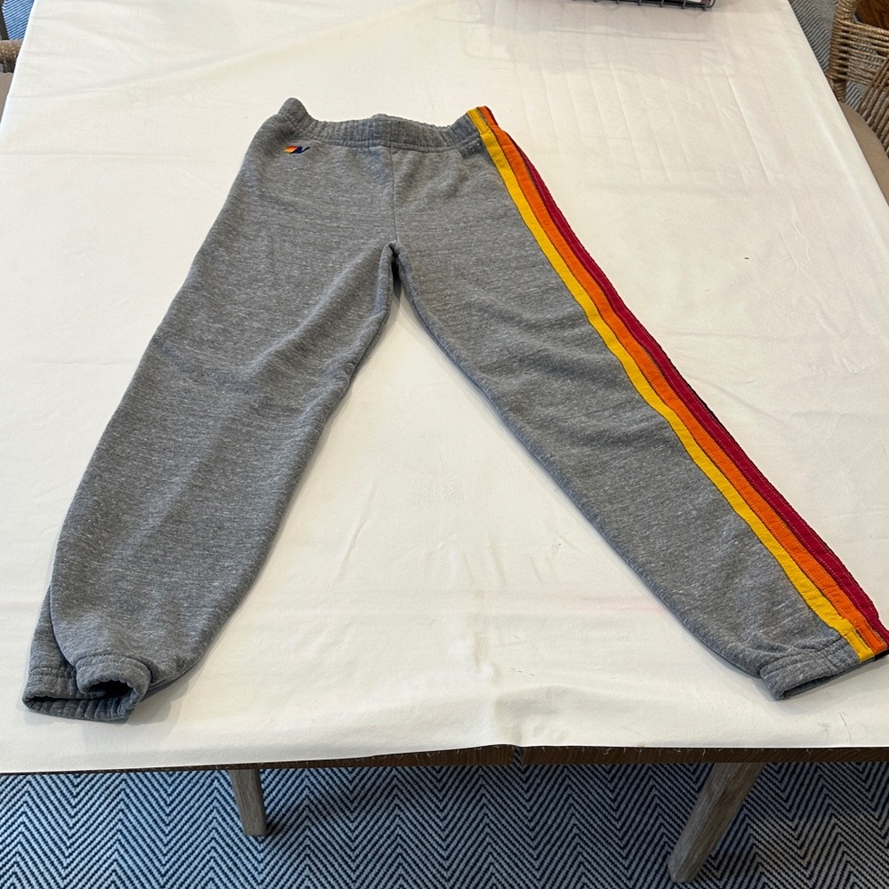 Aviator Nations kids Gray Joggers with Stripes. Practically new!!